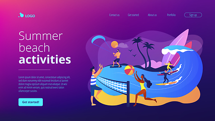 Image showing Summer beach activities concept landing page.