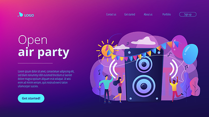 Image showing Open air party concept landing page.