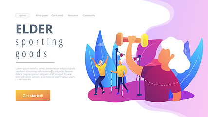 Image showing Elder fitness concept landing page