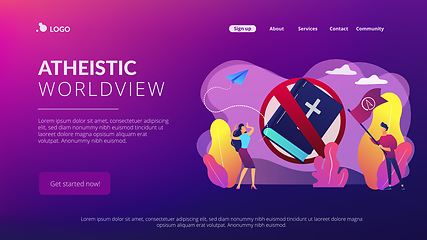 Image showing Atheistic world view concept landing page.