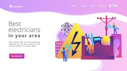 Image showing Electrician services concept landing page