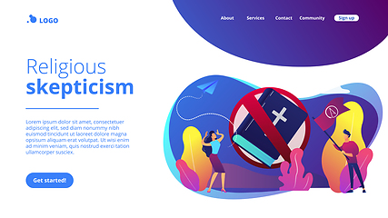 Image showing Atheistic world view concept landing page.