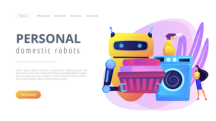 Image showing Home robot technology concept landing page.