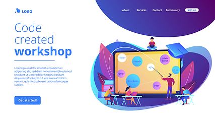 Image showing Coding workshop concept landing page