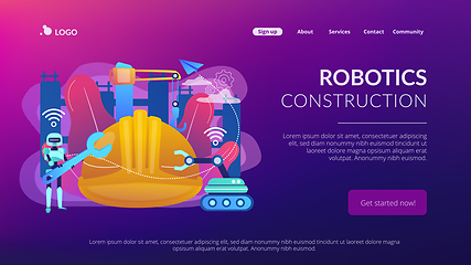 Image showing Robotics construction concept landing page.