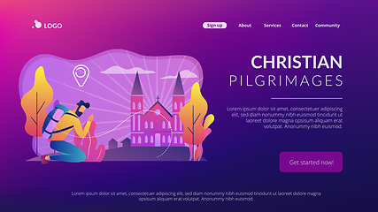 Image showing Christian pilgrimages concept landing page.