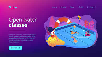 Image showing Swimming and lifesaving classes concept landing page.