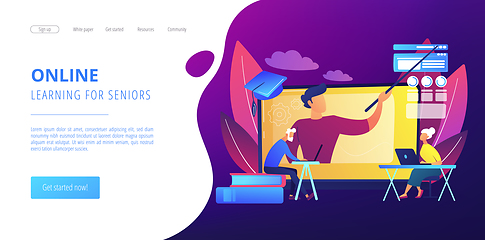 Image showing Online learning for seniors concept landing page
