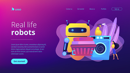 Image showing Home robot technology concept landing page.