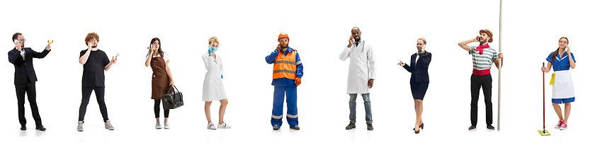 Image showing Group of people with different professions isolated on white studio background, horizontal