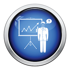 Image showing Clerk near analytics stand icon