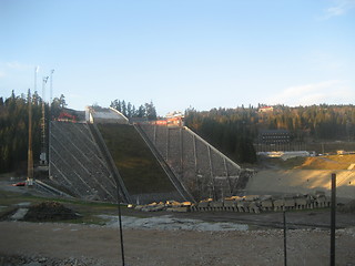 Image showing Building a new ski jumping hill, Holmenkollen, Oslo