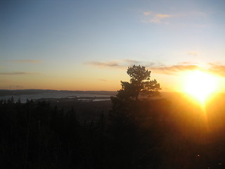 Image showing Winter sunset over the Oslo fjord, Norway