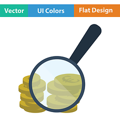 Image showing Magnifying over coins stack icon