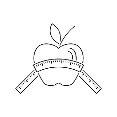 Image showing Icon of Apple with measure tape