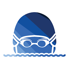 Image showing Swimming man head icon