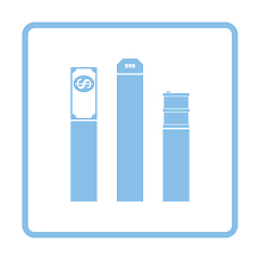 Image showing Oil, dollar and gold chart concept icon