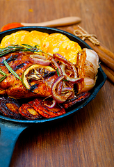 Image showing roasted grilled BBQ chicken breast with herbs and spices