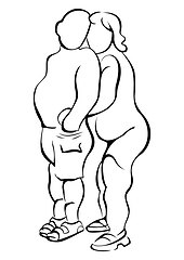 Image showing Illustration of overweight couple in hug