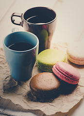 Image showing Macaroons and coffee