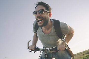 Image showing Man with bicycle