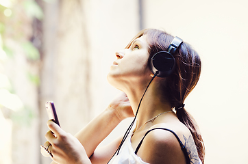 Image showing Girl with headphones