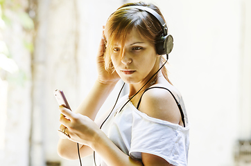 Image showing Girl with headphones