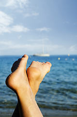 Image showing Feet on the beach