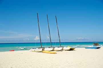 Image showing Boats at tropical beach