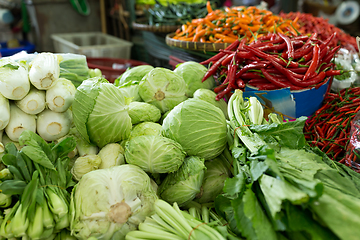 Image showing Vegetable selling in wet market 