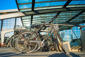 Image showing bicycles on parking, sunny Copenhagen