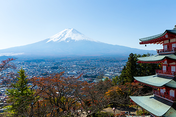 Image showing Mount Fuji and chureito pagoda