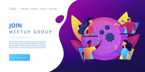 Image showing Online meetup concept landing page