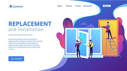 Image showing Windows and doors services concept landing page