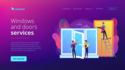 Image showing Windows and doors services concept landing page