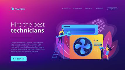 Image showing Air conditioning and refrigeration services concept landing page