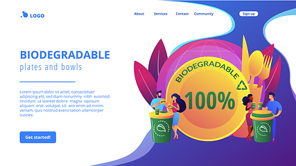 Image showing Biodegradable disposable tableware concept landing page