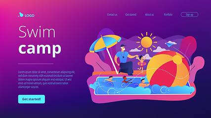 Image showing Swim camp concept landing page.