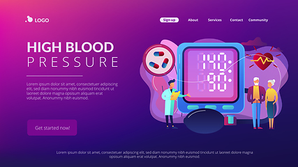 Image showing High blood pressure concept landing page.