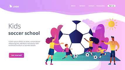 Image showing Soccer camp concept landing page.