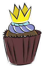 Image showing Image of cupcake with a crown - cupcake with crow like toping, v