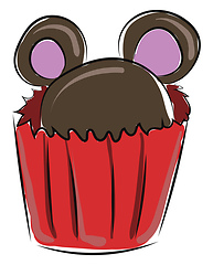 Image showing Image of cupcake with ears - cupcake ears shaped toping, vector 