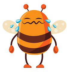 Image showing Bee is crying, illustration, vector on white background.