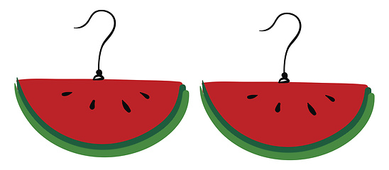 Image showing Clipart of watermelon earring droppings hook-model over white ba