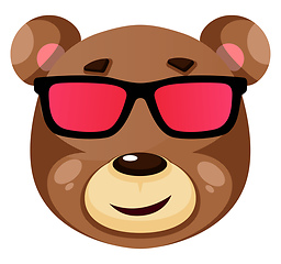 Image showing Bear is wearing sunglasses, illustration, vector on white backgr