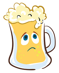 Image showing A melancholic beer jug, vector or color illustration.