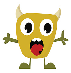 Image showing A yellow monster, screaming, vector or color illustration. 