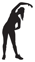 Image showing Silhouette of a woman how stretches out , illustration, vector o