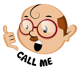 Image showing Funny human emoji with call me sign, illustration, vector on whi