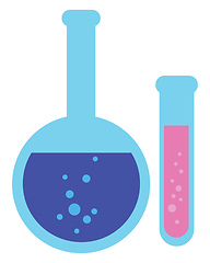 Image showing Image of chemical flasks, vector or color illustration.